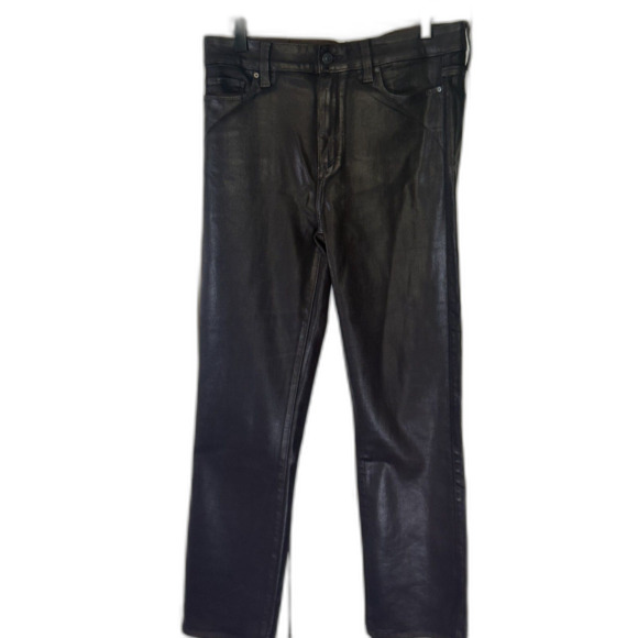 Paige Cindy Coated High Rise Straight Jeans Brown Size 31 Chic Night Out - Picture 3 of 12